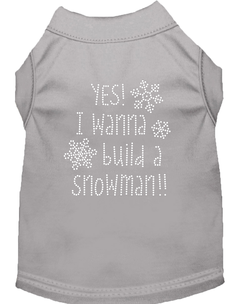 Yes! I want to build a Snowman Rhinestone Dog Shirt Grey Lg
